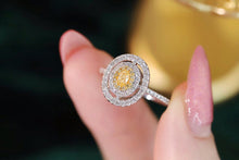 Load image into Gallery viewer, LUOWEND 18K White Gold Real Natural Yellow Diamond Ring for Women