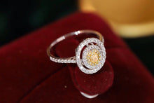Load image into Gallery viewer, LUOWEND 18K White Gold Real Natural Yellow Diamond Ring for Women