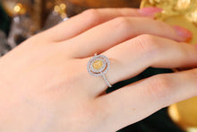 Load image into Gallery viewer, LUOWEND 18K White Gold Real Natural Yellow Diamond Ring for Women