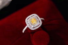 Load image into Gallery viewer, LUOWEND 18K White Gold Real Natural Yellow Diamond Ring for Women