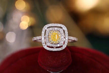 Load image into Gallery viewer, LUOWEND 18K White Gold Real Natural Yellow Diamond Ring for Women