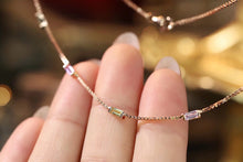 Load image into Gallery viewer, LUOWEND 18K Rose Gold Real Natural Aquamarine Necklace for Women