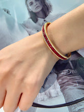 Load image into Gallery viewer, LUOWEND 18K Yellow Gold Fine Jewelry Natural Ruby Bangle for Women