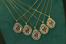 Load image into Gallery viewer, LUOWEND 18K Yellow Gold Real Natural Ruby and Diamond Gemstone Necklace for Women