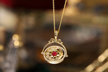 Load image into Gallery viewer, LUOWEND 18K Yellow Gold Real Natural Ruby and Diamond Gemstone Necklace for Women