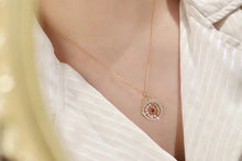 Load image into Gallery viewer, LUOWEND 18K Yellow Gold Real Natural Ruby and Diamond Gemstone Necklace for Women