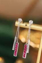 Load image into Gallery viewer, LUOWEND 18K White Gold Real Ruby and Diamond Gemstone Earrings for Women