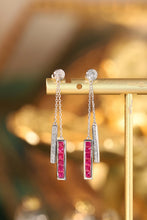 Load image into Gallery viewer, LUOWEND 18K White Gold Real Ruby and Diamond Gemstone Earrings for Women