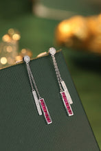 Load image into Gallery viewer, LUOWEND 18K White Gold Real Ruby and Diamond Gemstone Earrings for Women