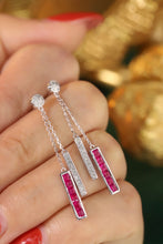 Load image into Gallery viewer, LUOWEND 18K White Gold Real Ruby and Diamond Gemstone Earrings for Women