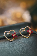 Load image into Gallery viewer, LUOWEND 18K Yellow Gold Real Natural Ruby and Diamond Gemstone Earrings for Women