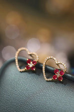 Load image into Gallery viewer, LUOWEND 18K Yellow Gold Real Natural Ruby and Diamond Gemstone Earrings for Women