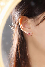 Load image into Gallery viewer, LUOWEND 18K Yellow Gold Real Natural Ruby and Diamond Gemstone Earrings for Women