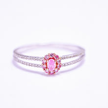 Load image into Gallery viewer, LUOWEND 18K White Gold Real Natural Pink Diamond Ring for Women