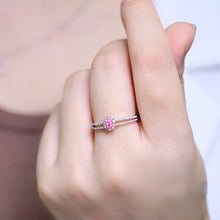 Load image into Gallery viewer, LUOWEND 18K White Gold Real Natural Pink Diamond Ring for Women