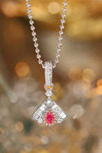 Load image into Gallery viewer, LUOWEND 18K White Gold Real Natural Pink Diamond Pendant Necklace for Women