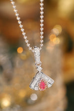 Load image into Gallery viewer, LUOWEND 18K White Gold Real Natural Pink Diamond Pendant Necklace for Women