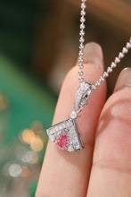 Load image into Gallery viewer, LUOWEND 18K White Gold Real Natural Pink Diamond Pendant Necklace for Women