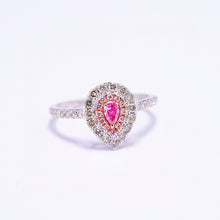Load image into Gallery viewer, LUOWEND 18K White Gold Real Natural Pink Diamond Ring for Women