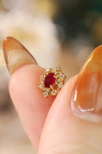 Load image into Gallery viewer, LUOWEND 18K Yellow Gold Real Natural Ruby and Diamond Gemstone Earrings for Women