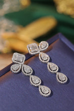 Load image into Gallery viewer, LUOWEND 18K White Gold Real Natural Diamond Drop Earrings for Women