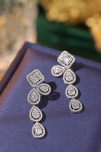 Load image into Gallery viewer, LUOWEND 18K White Gold Real Natural Diamond Drop Earrings for Women