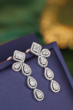 Load image into Gallery viewer, LUOWEND 18K White Gold Real Natural Diamond Drop Earrings for Women