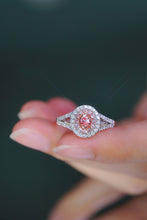 Load image into Gallery viewer, LUOWEND 18K White Gold Real Natural Pink Diamond Ring for Women
