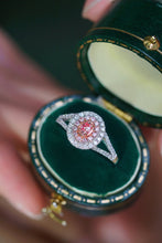 Load image into Gallery viewer, LUOWEND 18K White Gold Real Natural Pink Diamond Ring for Women