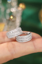 Load image into Gallery viewer, LUOWEND 18K White Gold Real Natural Diamond Hoop Earrings for Women