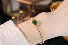 Load image into Gallery viewer, LUOWEND 18K Yellow Gold Real Natural Emerald and Diamond Gemstone Bracelet for Women