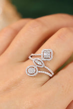 Load image into Gallery viewer, LUOWEND 18K White Gold Real Natural Diamond Ring for Women