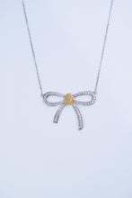 Load image into Gallery viewer, LUOWEND 18K White Gold Real Natural Yellow Diamond Pendant Necklace for Women