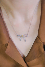 Load image into Gallery viewer, LUOWEND 18K White Gold Real Natural Yellow Diamond Pendant Necklace for Women