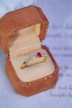 Load image into Gallery viewer, LUOWEND 18K Yellow Gold Real Natural Ruby and Diamond Gemstone Ring for Women
