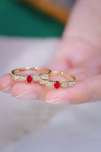 Load image into Gallery viewer, LUOWEND 18K Yellow Gold Real Natural Ruby and Diamond Gemstone Ring for Women