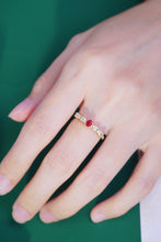 Load image into Gallery viewer, LUOWEND 18K Yellow Gold Real Natural Ruby and Diamond Gemstone Ring for Women