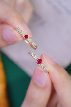 Load image into Gallery viewer, LUOWEND 18K Yellow Gold Real Natural Ruby and Diamond Gemstone Ring for Women