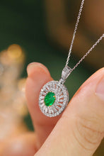 Load image into Gallery viewer, LUOWEND 18K White and Yellow Gold Real Natural Emerald and Diamond Gemstone Necklace for Women