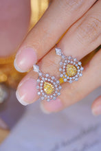 Load image into Gallery viewer, LUOWEND 18K White Gold Real Natural Yellow Diamond Drop Earrings for Women