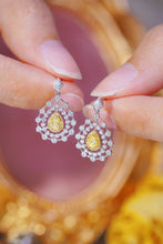 Load image into Gallery viewer, LUOWEND 18K White Gold Real Natural Yellow Diamond Drop Earrings for Women