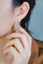 Load image into Gallery viewer, LUOWEND 18K White Gold Real Natural Yellow Diamond Drop Earrings for Women