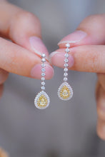 Load image into Gallery viewer, LUOWEND 18K White Gold Real Natural Yellow Diamond Drop Earrings for Women