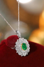 Load image into Gallery viewer, LUOWEND 18K White and Yellow Gold Real Natural Emerald and Diamond Gemstone Necklace for Women