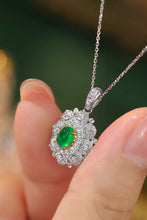 Load image into Gallery viewer, LUOWEND 18K White and Yellow Gold Real Natural Emerald and Diamond Gemstone Necklace for Women