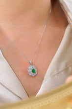 Load image into Gallery viewer, LUOWEND 18K White and Yellow Gold Real Natural Emerald and Diamond Gemstone Necklace for Women