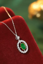 Load image into Gallery viewer, LUOWEND 18K White and Yellow Gold Real Natural Emerald and Diamond Gemstone Necklace for Women