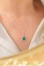 Load image into Gallery viewer, LUOWEND 18K White and Yellow Gold Real Natural Emerald and Diamond Gemstone Necklace for Women