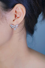 Load image into Gallery viewer, LUOWEND 18K White Gold Real Natural Diamond Stud Earrings for Women