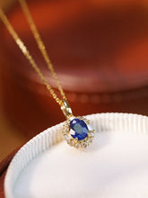 Load image into Gallery viewer, LUOWEND 18K Yellow Gold Real Natural Sapphire and Diamond Gemstone Necklace for Women